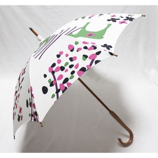 新品 日本製 UV加工 上品な花柄高級長傘 爽やかな白い傘 日傘 8本骨(傘)
