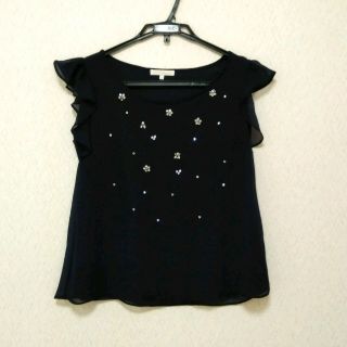 プロポーションボディドレッシング(PROPORTION BODY DRESSING)の美品☆春夏用ビジュー付シフォンブラウス(シャツ/ブラウス(半袖/袖なし))