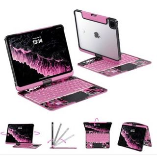 iPad 360度回転　キーボード ピンク iPadAir ・pro11インチ(iPadケース)