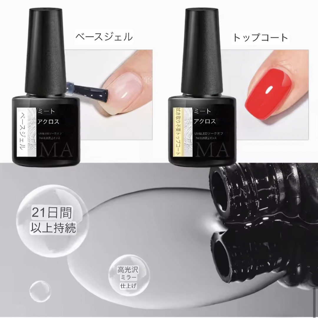 新品　匿名配送　ノンワイプトップコート　ベースコート　セット コスメ/美容のネイル(ネイルトップコート/ベースコート)の商品写真