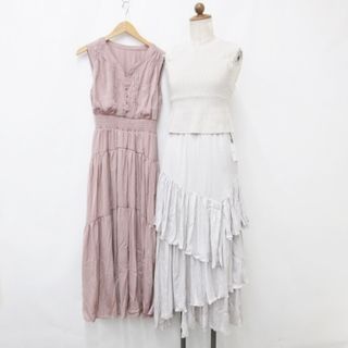 グレイル(GRL)のグレイル ワンピース 2枚セット セットアップ ベージュ ピンク S(ロングワンピース/マキシワンピース)