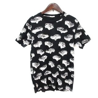 ジーユー(GU)のジーユー カットソー Tシャツ クルーネック プリント 半袖 S 黒 ●RY(Tシャツ/カットソー(半袖/袖なし))
