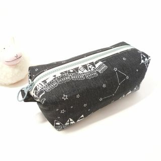 キャラメルポーチ (大) 夜空を走る汽車柄 お洒落 化粧ポーチ 大きめ C005(ポーチ)