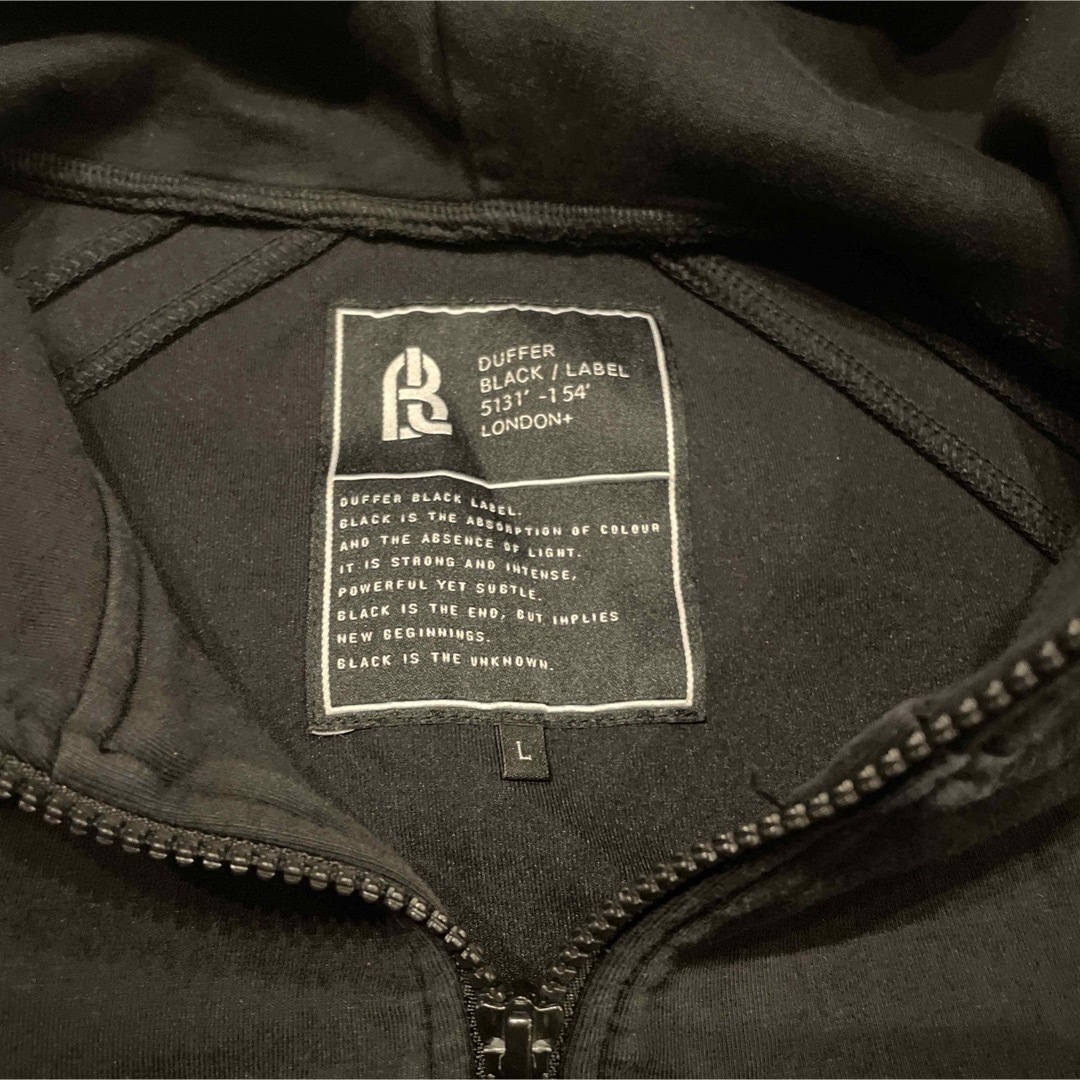 The DUFFER of ST.GEORGE(ザダファーオブセントジョージ)の送料込❗️DUFFER BLACK LABEL ブラックパーカー Lサイズ メンズのトップス(パーカー)の商品写真