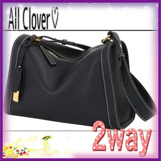 ALL Clover 黒 本革 ハンドバッグ ショルダーバッグ シンプル(ショルダーバッグ)