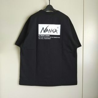 ナンガ(NANGA)のナンガ　フリークスストア別注　ルーズフィットロゴ刺繍T　ブラック　L　新品(Tシャツ/カットソー(半袖/袖なし))