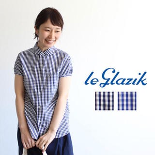 ルグラジック(LE GLAZIK)の美品 チェックシャツ ルグラジック ネイビー(シャツ/ブラウス(半袖/袖なし))