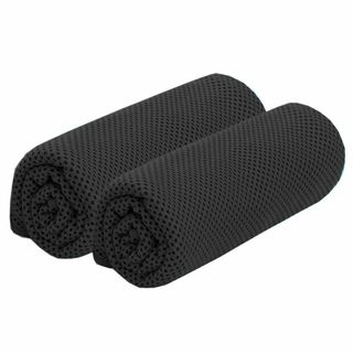 冷感タオル 黒 濡らして振ると冷える 瞬間冷却 涼しい アイスタオル 冷たい ひ