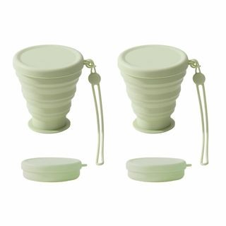 【色:グリーン2pcs】折り畳みコップ折りたたみ式 シリコン カップ アウトドア(調理器具)