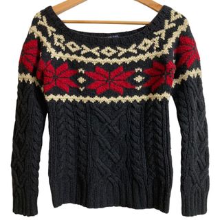 Ralph Lauren - 美品 RALPH LAUREN ラルフローレン ネイティブ柄 カシミヤブレンド ケーブルニット セーター Lサイズ ネイビー レディース 古着 中古 USED