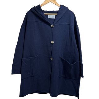 アニオナ(Agnona)の美品 AGNONA アニオナ カシミヤ×シルク オーバーサイズ フーディー ニットコート S ネイビー レディース 古着 中古 USED(その他)