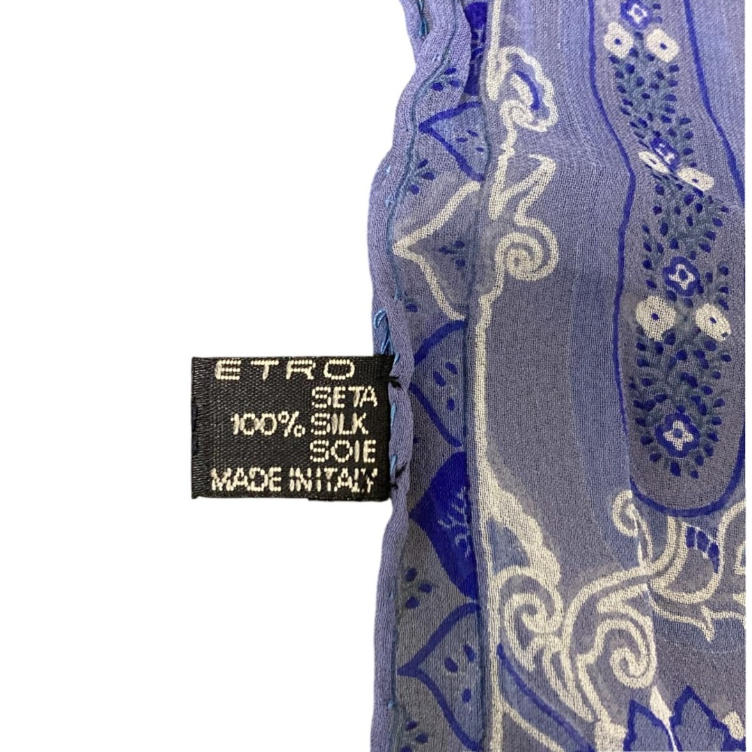 【未使用】ETRO ストール ペイズリー柄 ブルー シフォン シルク100% □新品□未使用□ ETRO エトロ シルク100% ペイズリー柄