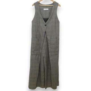 サヤカディヴィス(SAYAKA DAVIS)の美品 SAYAKADAVIS サヤカディヴィス ウールブレンド グレンチェック Vネック ノースリーブ オールインワン サイズ2 グレー系 レディース 古着 中古 USED(オールインワン)