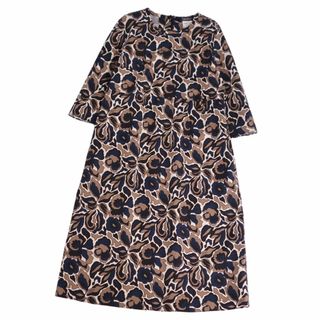 マックスマーラ(Max Mara)の美品 マックスマーラ Max Mara ワンピース 七分袖 総柄 コットン トップス レディース JI42 USA8 マルチカラー(ひざ丈ワンピース)