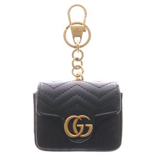 グッチ(GUCCI)のGUCCI グッチ GGマーモント キーチェーン 小物入れ バッグチャーム ゴールド金具 ブラック レザー 768275(その他)