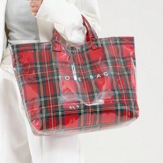 新品未使用  大容量トートバッグ  軽量PVC&クラフト紙　レッド(トートバッグ)