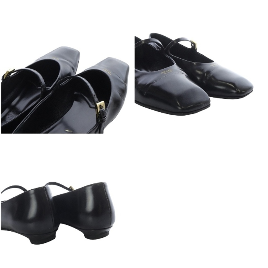 PRADA ブラックレザー メリージェーン PRADA - プラダ ブラッシュドレザー メリージェーン 36.5