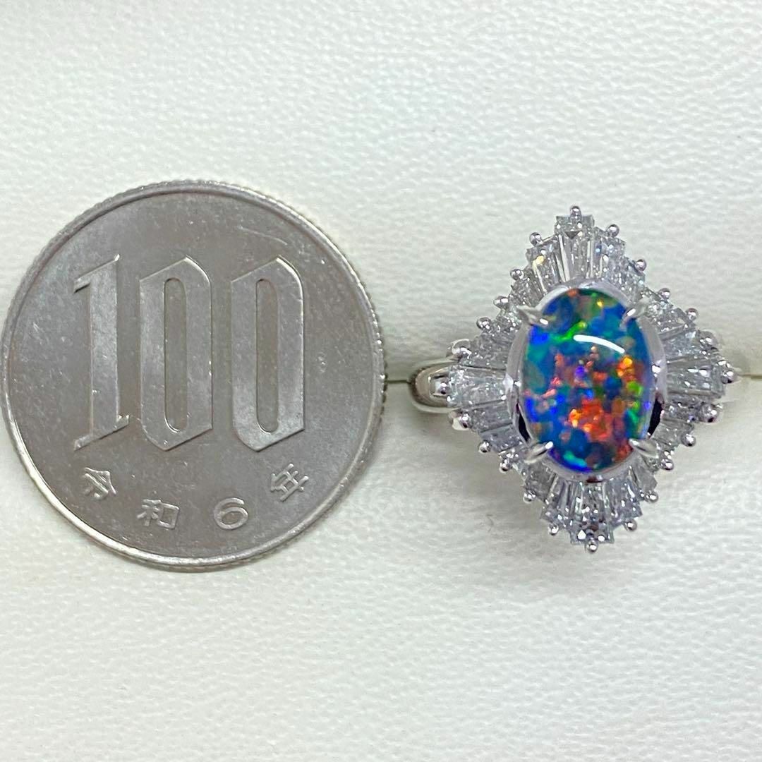 Pt900　高品質 天然 ブラックオパールリング　1.37ct　鑑別書付き レディースのアクセサリー(リング(指輪))の商品写真