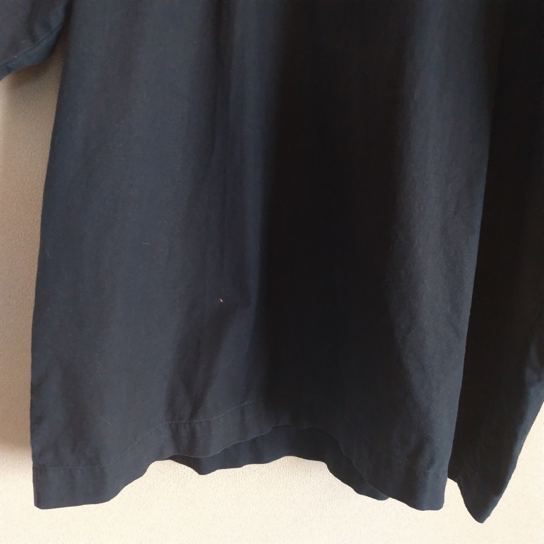 MUJI (無印良品)(ムジルシリョウヒン)の洗いざらし布帛半袖Ｔシャツ 黒 無印良品 メンズL-XL メンズのトップス(Tシャツ/カットソー(半袖/袖なし))の商品写真