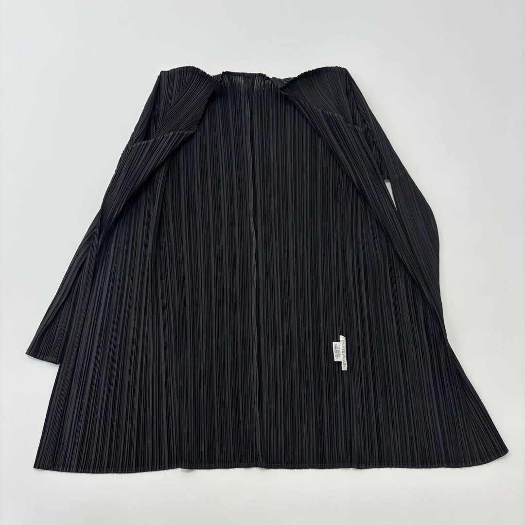 美品　プリーツプリーズ　イッセイミヤケ　ロングカーディガン　黒　ポケット付き PLEATS PLEASE ISSEY MIYAKE - 良品 プリーツプリーズ イッセイ