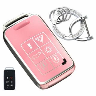 【色:ピンク】[LETINGFAR] キーケース ボルボ用 スマートキーケース (その他)