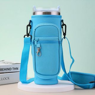 水筒カバー 肩掛け ドリンクホルダー ブルー(その他)