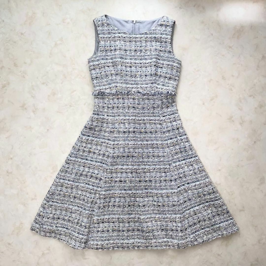 美品✨ANAYI リリヤンミックスツイード裾フレア ワンピース マリアケント 美品✨ANAYI リリヤンミックスツイード裾フレア ワンピース