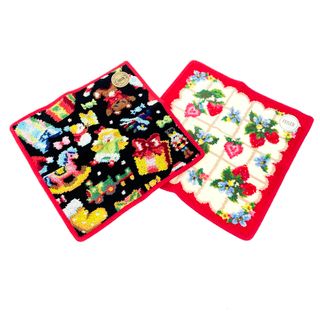 フェイラー(FEILER)の未使用品 FEILER フェイラー ストロベリーフィールドプティ サンタズカミング タオルハンカチ 2枚   ブラック×ホワイト  コットン100％ レディース　240001150934(その他)