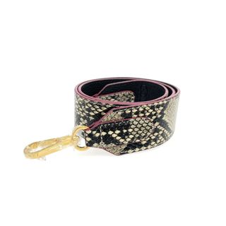 美品 COCOCELUX GOLD ココセリュックスゴールド  ショルダーストラップ   カーキ レザー 牛革 レディース パイソン型押し　240002230902(その他)
