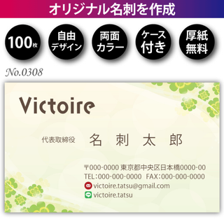 名刺作成 名刺印刷 100枚 両面 フルカラー 紙ケース付 No.0308(カード/レター/ラッピング)