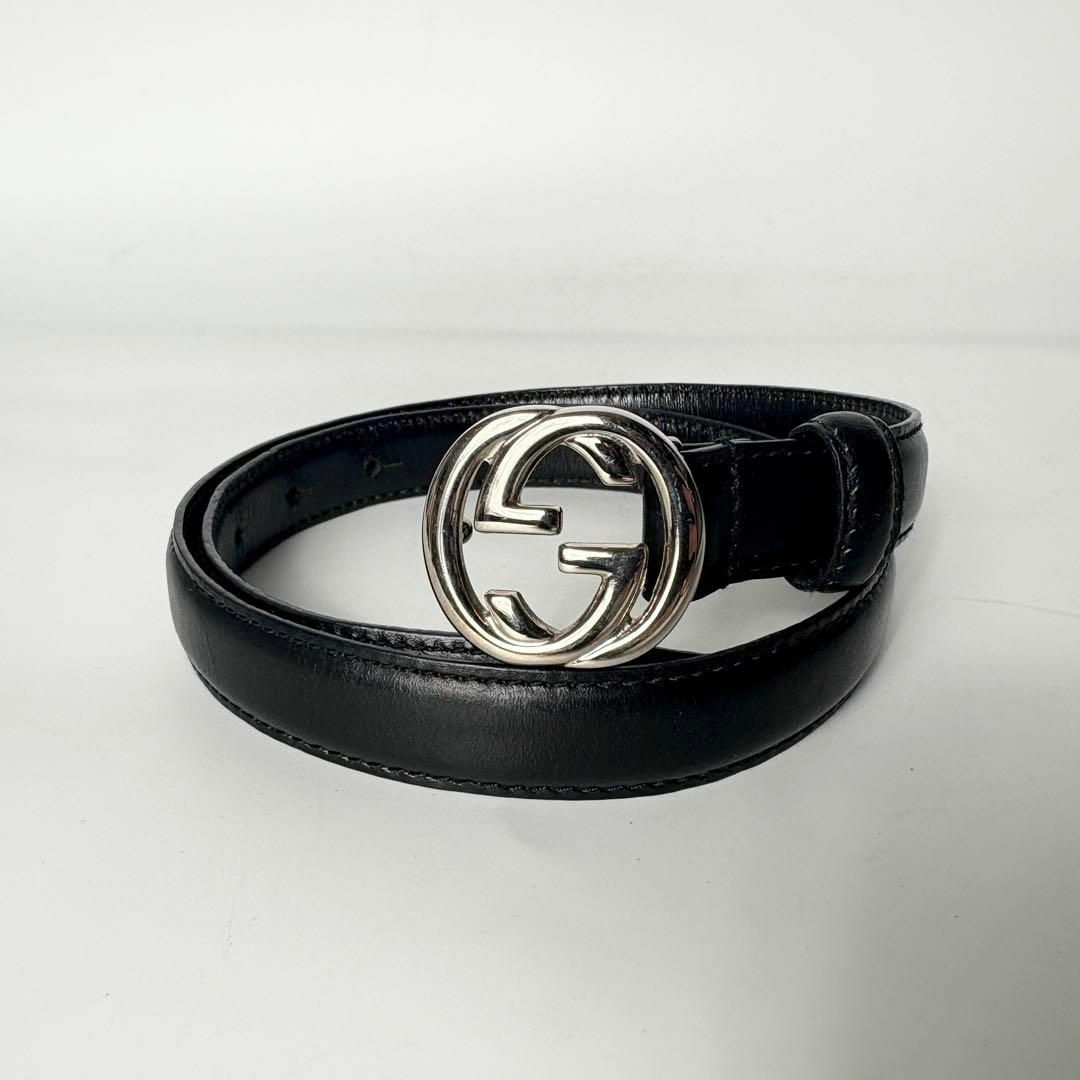 【美品】GUCCI ベルト　バックル　インターロッキング　ロゴ刻印　ヴィンテージ GUCCI✨グッチ ベルト インターロッキング ヴィンテージ レザー