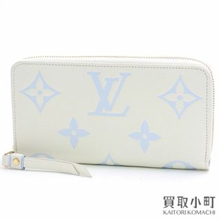 ルイヴィトン(LOUIS VUITTON)の【美品】ルイヴィトン【LOUIS VUITTON】M83308 ジッピーウォレット モノグラムアンプラント ジャイアント ラテホワイト キャンディブルー ラウンドファスナー長財布 サイフ LV ZIPPY WALLET MONOG【Aランク】【中古】(財布)