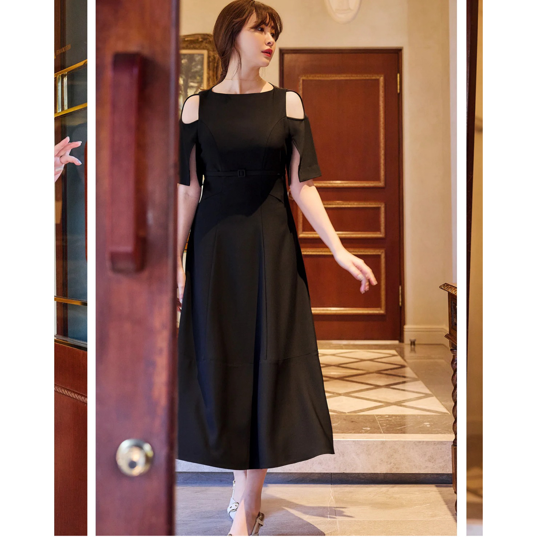 ワンピース Adelaide Slit Sleeve BeltedDress black S Her lip to - Adelaide Slit Sleeve Belted Dress BLACKの通販