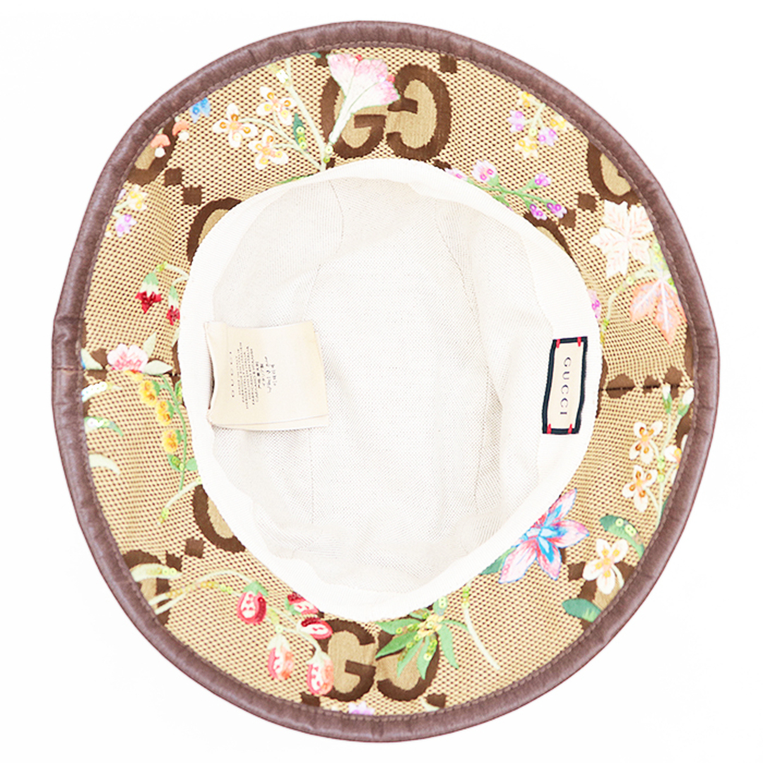 GUCCI ロコ刺繍ハケットハット 8135344HBD0 1066 GUCCI - 【新品同様】GUCCI グッチ バケットハット シグネチャー