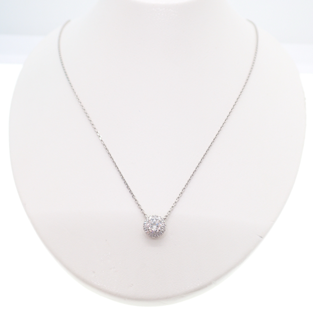 【新品】Pt 天然ダイヤモンド ヘイローネックレス 中央宝石研究所ソーティング付 レディースのアクセサリー(ネックレス)の商品写真