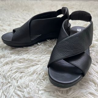 CAMPER - 【美品】Camper BALLOON レザーサンダル　クロス　厚底　24cm