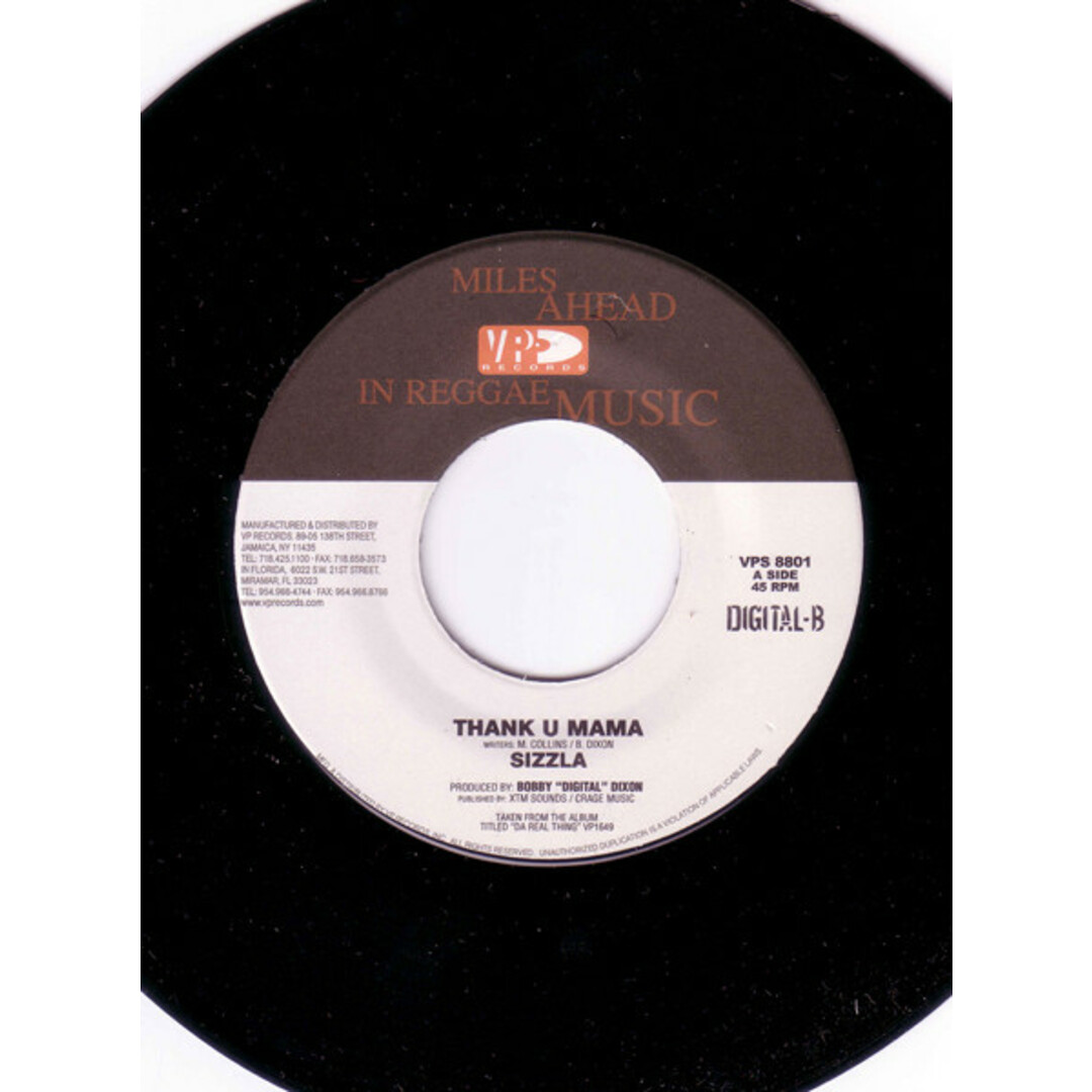 米7” Sizzla Thank U Mama / Solid As A Rock VPS8801 VP