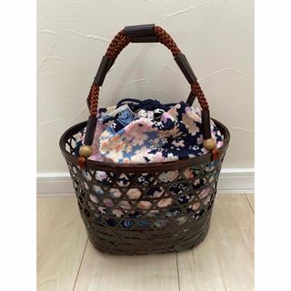 浴衣　カゴバッグ　巾着付き(和装小物)