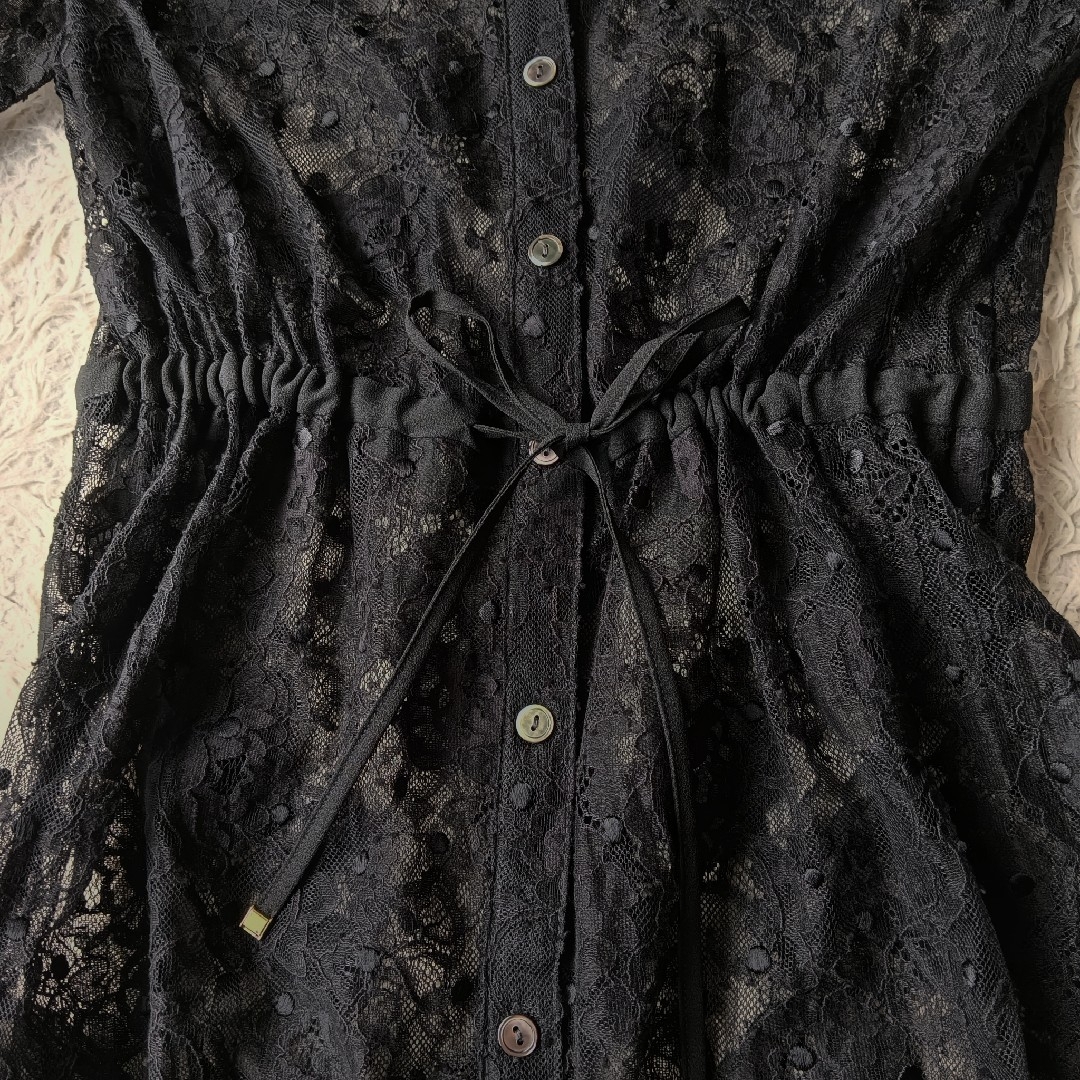 GRACE CONTINENTAL(グレースコンチネンタル)の【ダイアグラム】新品タグ付き レース刺繍ガウンワンピース 36 ブラック レディースのワンピース(ロングワンピース/マキシワンピース)の商品写真