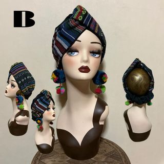ドビー織り　クロスヘアターバン　ヘアバンド　エスニック(ヘアバンド)