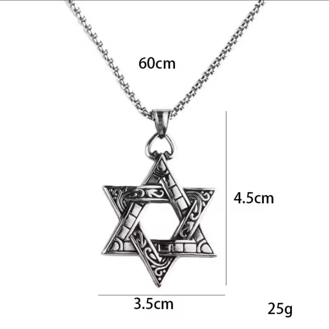 【売れ筋商品】お洒落 メンズ シルバー 六芒星 チェーン 星型 ネックレス メンズのアクセサリー(ネックレス)の商品写真