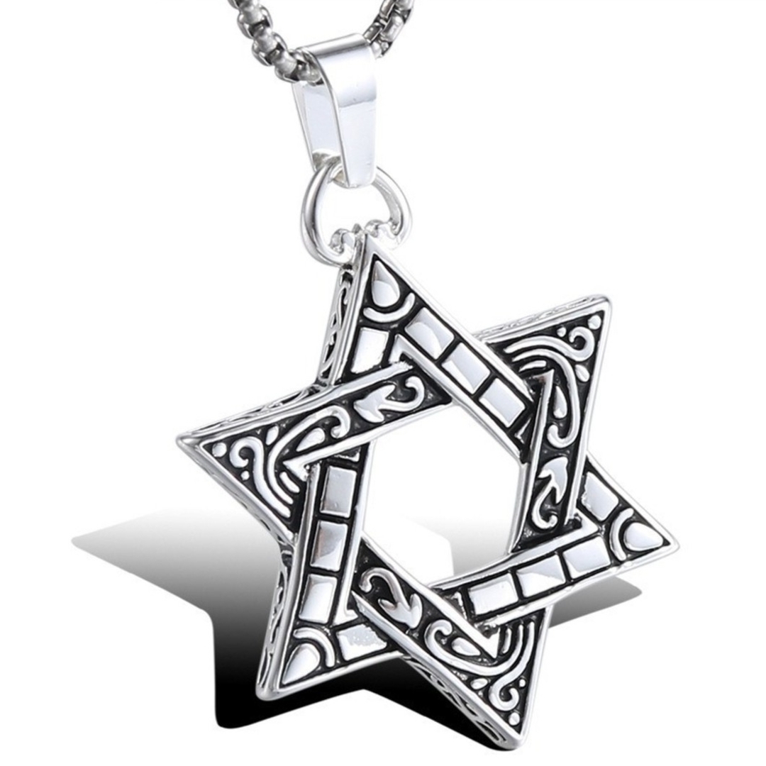 【売れ筋商品】お洒落 メンズ シルバー 六芒星 チェーン 星型 ネックレス メンズのアクセサリー(ネックレス)の商品写真