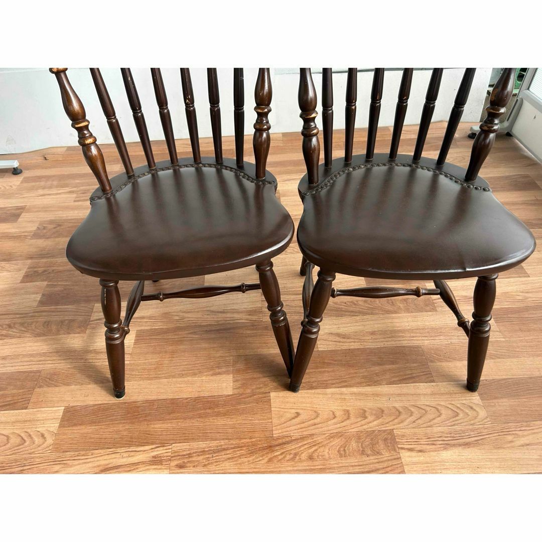 飛騨家具 WINDS アンティークチェア2脚 飛騨 ダイニングチェア 2脚 ウィンザーチェア アンティーク 本革
