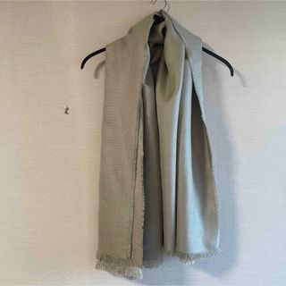 ハンドメイド リネン 麻 ストール 大判 ベージュ 無地 フリンジ
