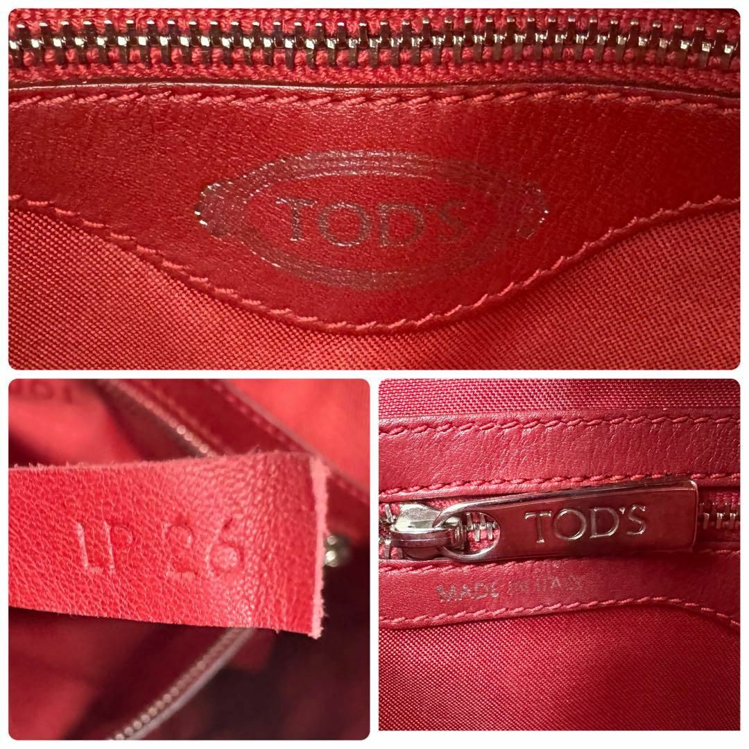 TOD'S - TODS トッズ レッド 赤 レザー ハンドバッグ トート A4