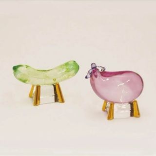 【新品・未使用】お盆飾り クリスタル精霊馬 牛 馬 きゅうり ナス (置物)