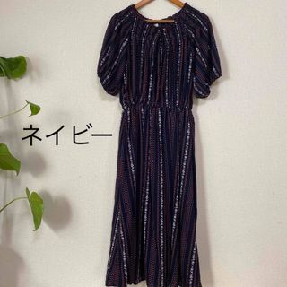 ハニーズ(HONEYS)のハニーズ　五分袖　花柄　ワンピース　L ロングワンピース　フレアワンピース(ロングワンピース/マキシワンピース)