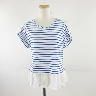 レイビームス(Ray BEAMS)のレイビームス Ray Beams カットソー フレンチスリーブ ボーダー 白 青(カットソー(半袖/袖なし))