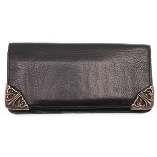 クロムハーツ(Chrome Hearts)のCHROME HEARTS クロムハーツ LNG SNGL FLD TIPS シングルフォールド レザーウォレット 財布 ブラック BCA380(長財布)