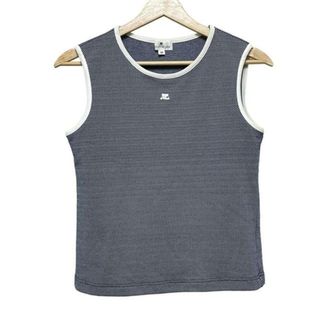 クレージュ(Courreges)のCOURREGES(クレージュ) ノースリーブカットソー サイズ9R レディース美品  - ネイビー×白(カットソー(半袖/袖なし))
